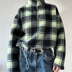 Urban outfitters plaid fuzzy sweater